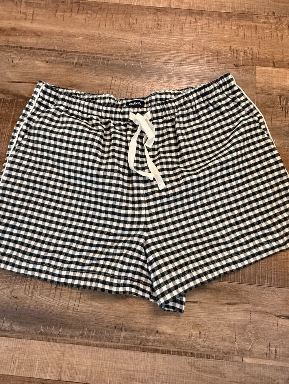 Gap Body Flannel Short Green Gingham Sz M
